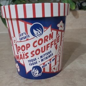 Kids Popcorn Theme Winter Set Toque + Mittens (Age 3+) New